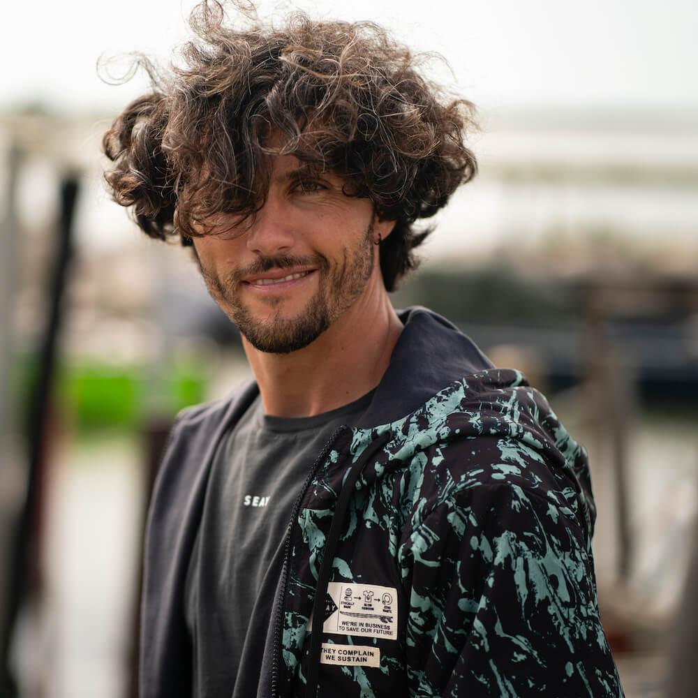 Seay / Giacca a Vento Reversibile con Cappuccio Nera Saldi Di Fabbrica