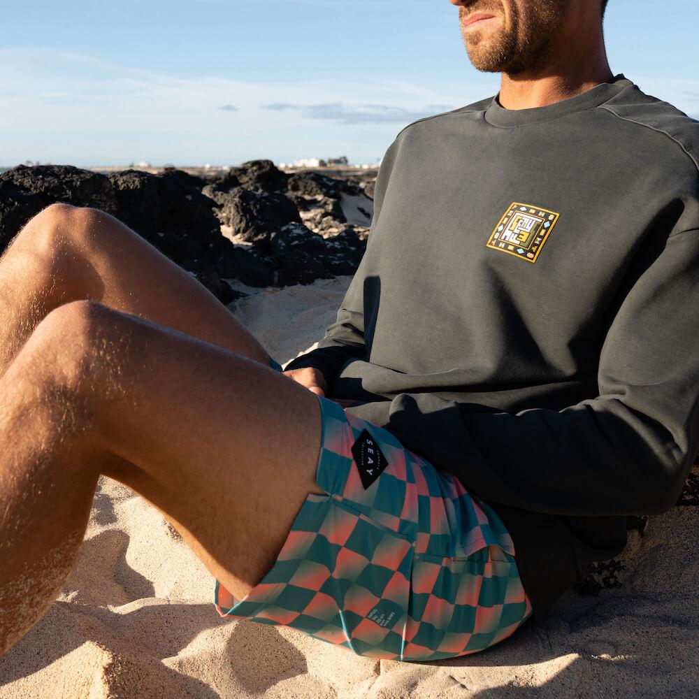 Seay / Swim Boxer Medio Quadri Verde Rosa Akau Qualità