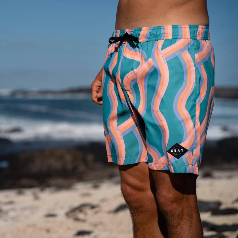 Seay / Swim Boxer Medio Verde Onde Akau Vendita