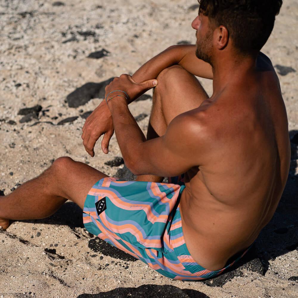 Seay / Swim Boxer Medio Verde Onde Akau Vendita