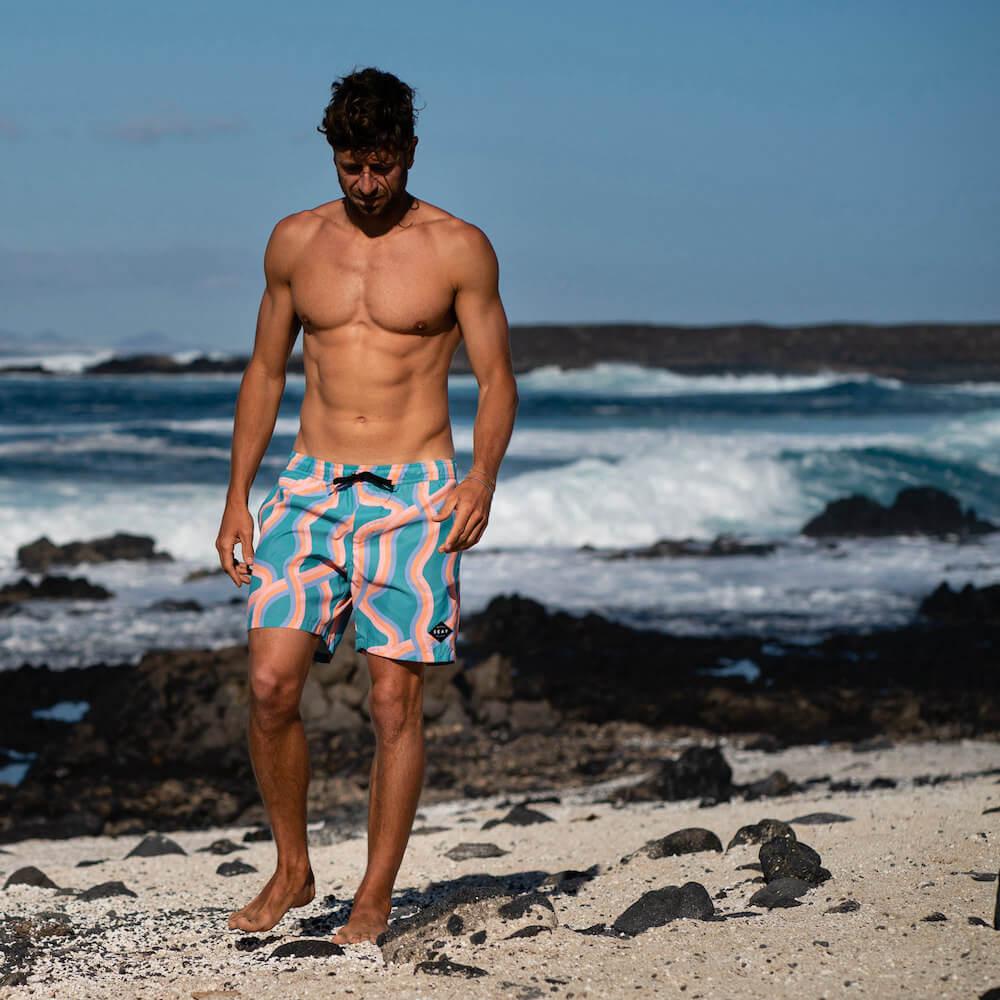 Seay / Swim Boxer Medio Verde Onde Akau Vendita