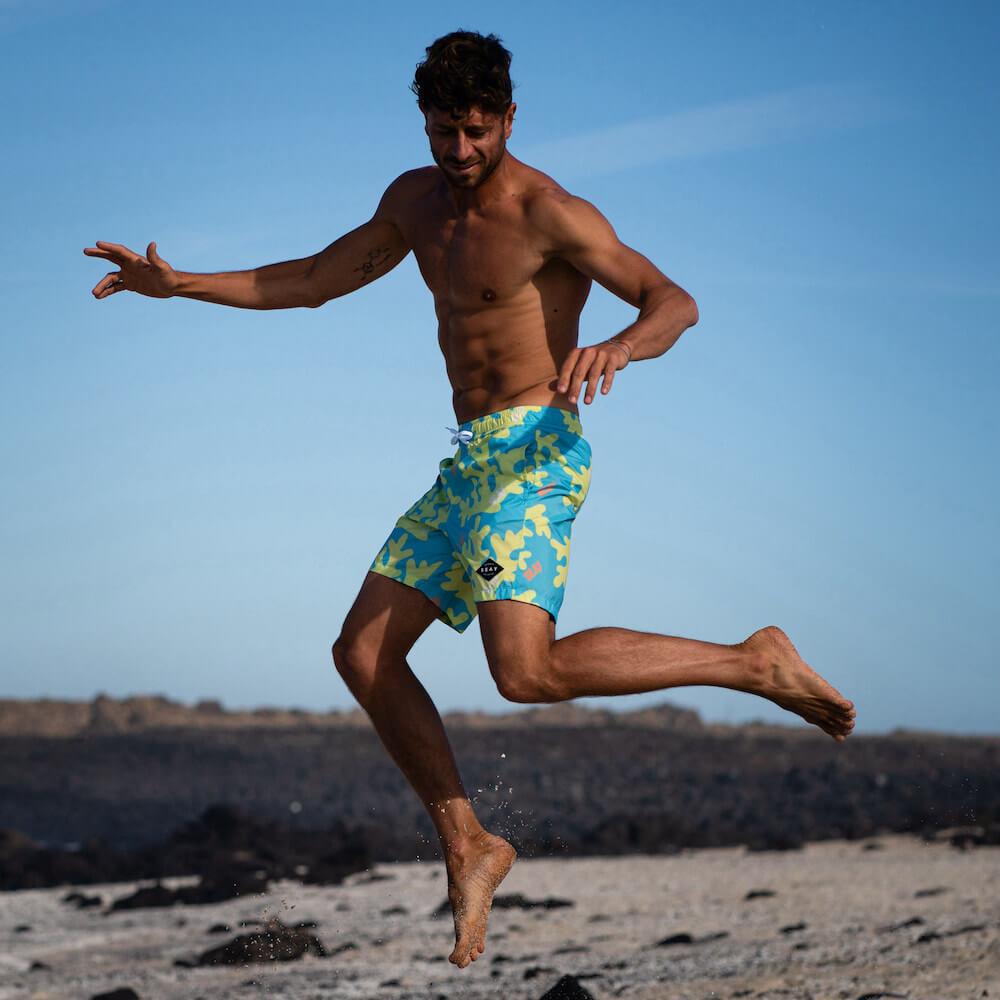 Seay / Swim Boxer Medio Giallo Blu Corallo Consegna Veloce