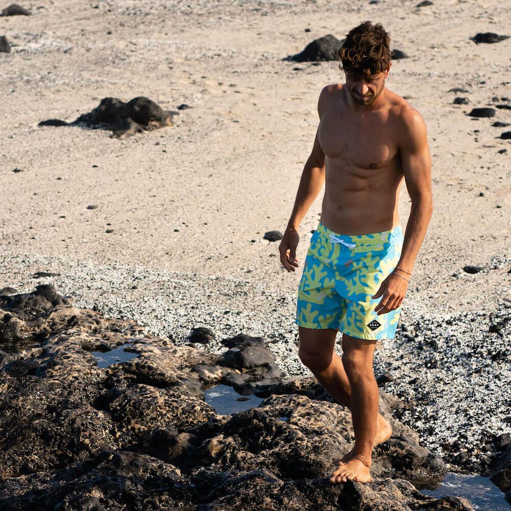 Seay / Swim Boxer Medio Giallo Blu Corallo Consegna Veloce