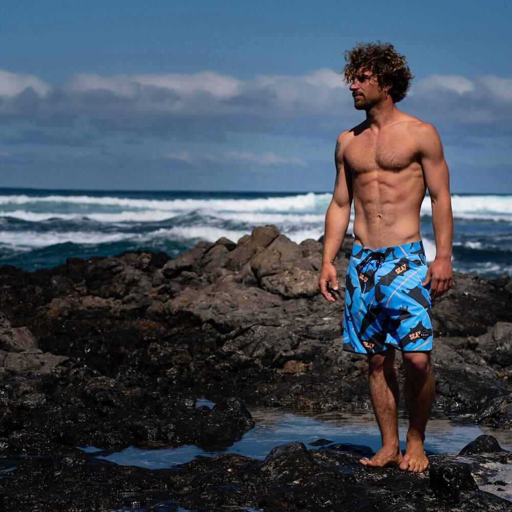 Seay / Boardshort Nero Blu Foglie Banano Alapai Convenienza