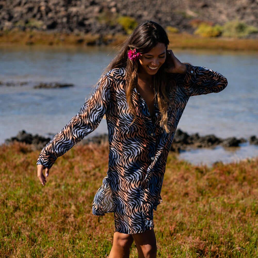 Seay / Maxi Camicia Nero Tigre Online