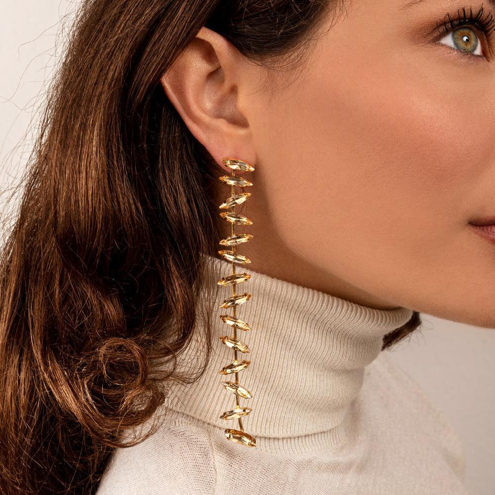 Silvia Gnecchi Navette Long Earrings Vendita Calda