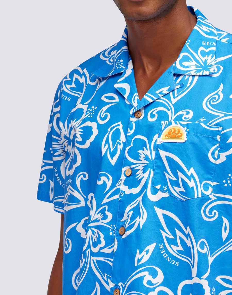 Sundek CAMICIA CON STAMPA HIBISCUS VINTAGE m817shmu1ia-616ia Saldi Di Fabbrica