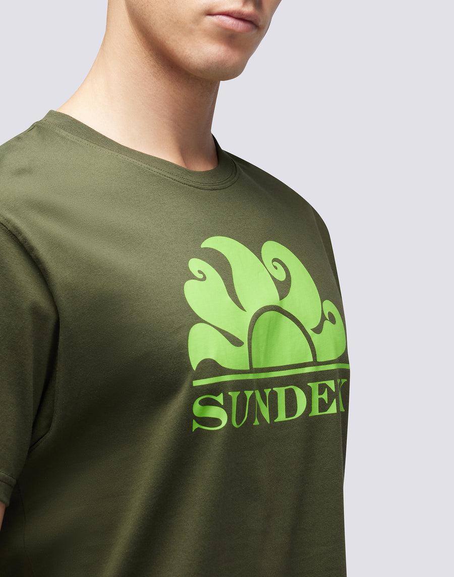 Sundek T-SHIRT GIROCOLLO CON STAMPA LOGO m021tej7800-30204 Nuova