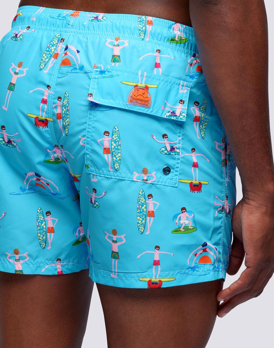 Sundek costume da bagno corto a vita elasticata microstampa beach boy m633bdrt4bg-006bg Vendita