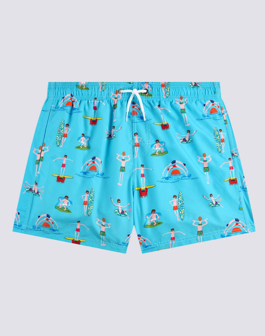 Sundek costume da bagno corto a vita elasticata microstampa beach boy m633bdrt4bg-006bg Vendita