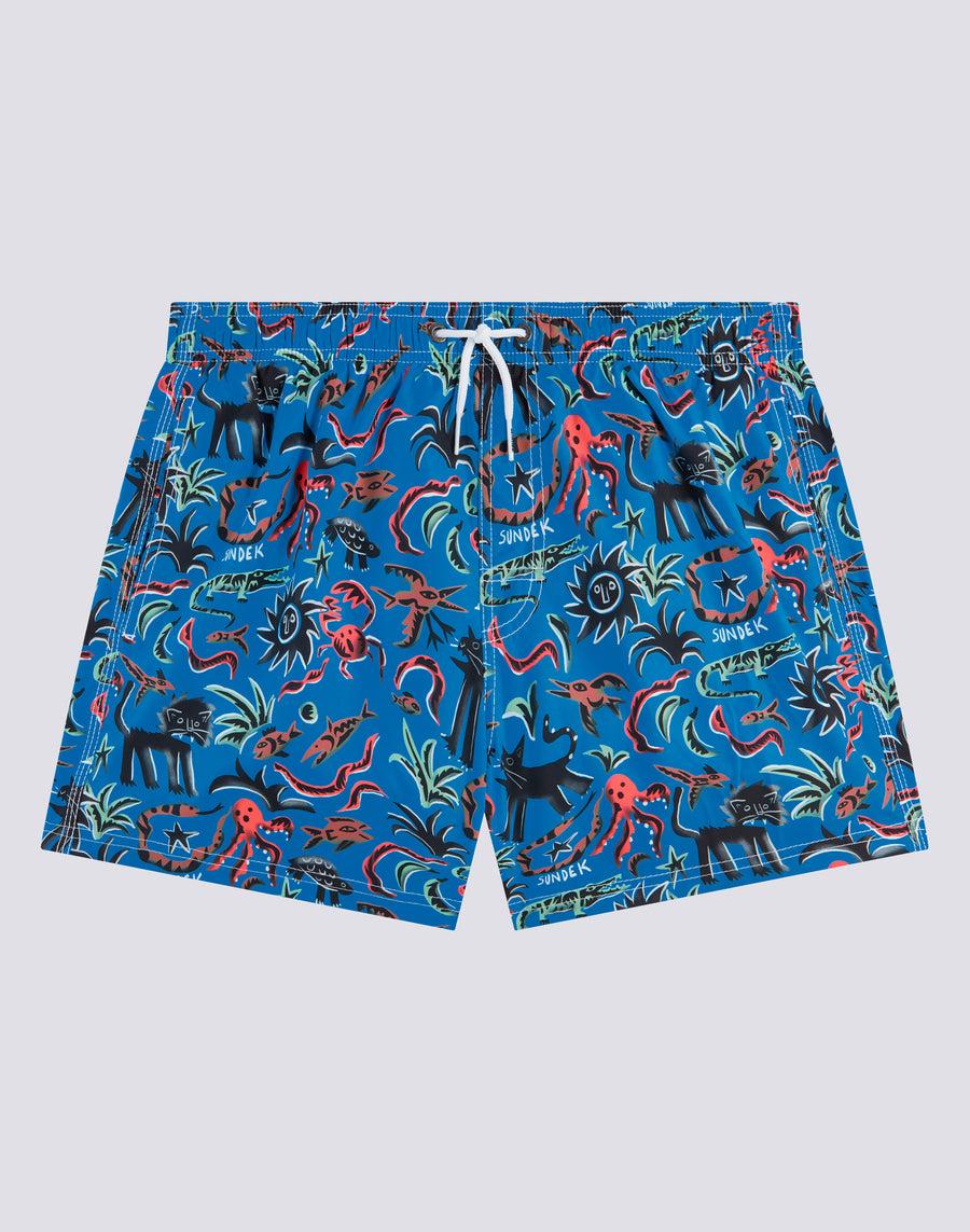 Sundek costume da bagno corto vita elasticata stampa safari surprise repreve® m504bdrt3li-004li In Linea