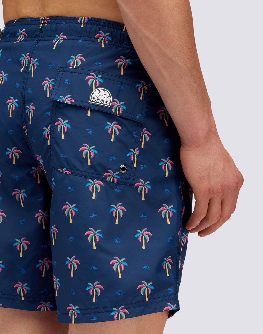 Sundek COSTUME DA BAGNO MEDIO VITA ELASTICATA STAMPA MINI PALM IN POLY RICICLATO m665bdrt48p-0078p Acquista Ora