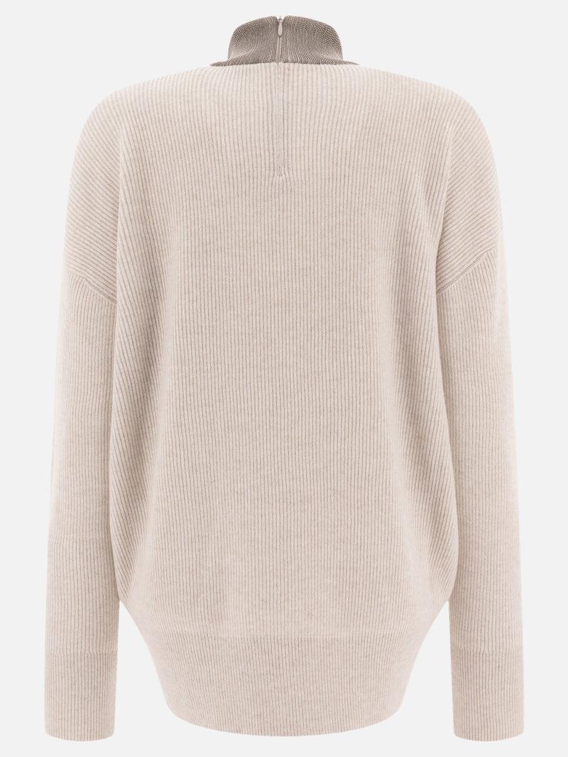 Vietti Brunello Cucinelli Maglione in cashmere con Precious Ribbed Collar Shopping Online