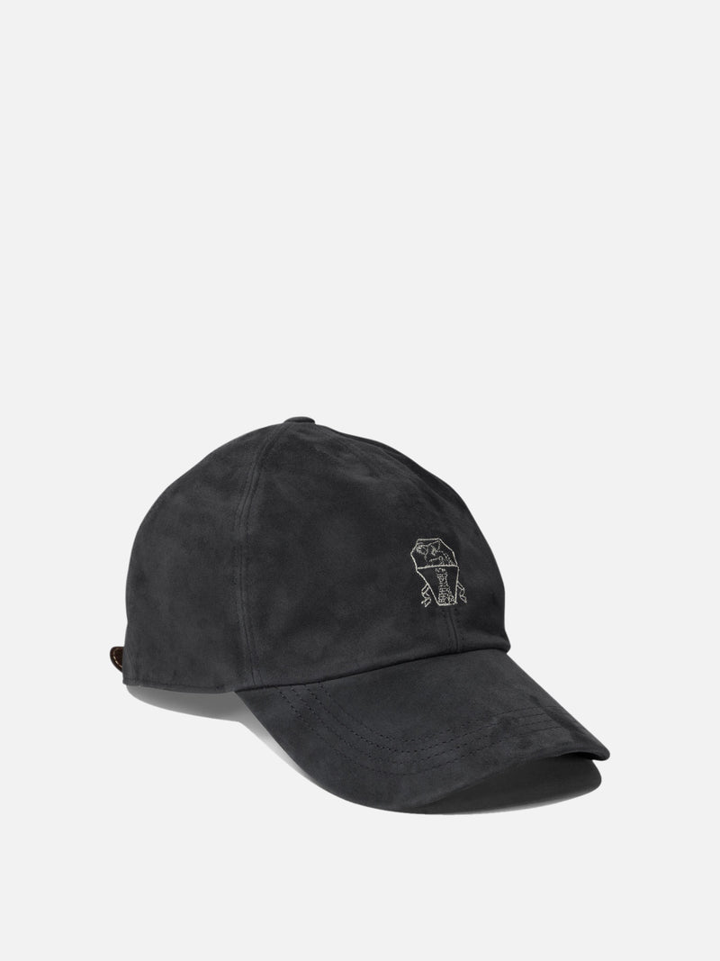 Vietti Brunello Cucinelli Cappello da baseball in camoscio leggero con logo ricamato Soddisfazione Garantita