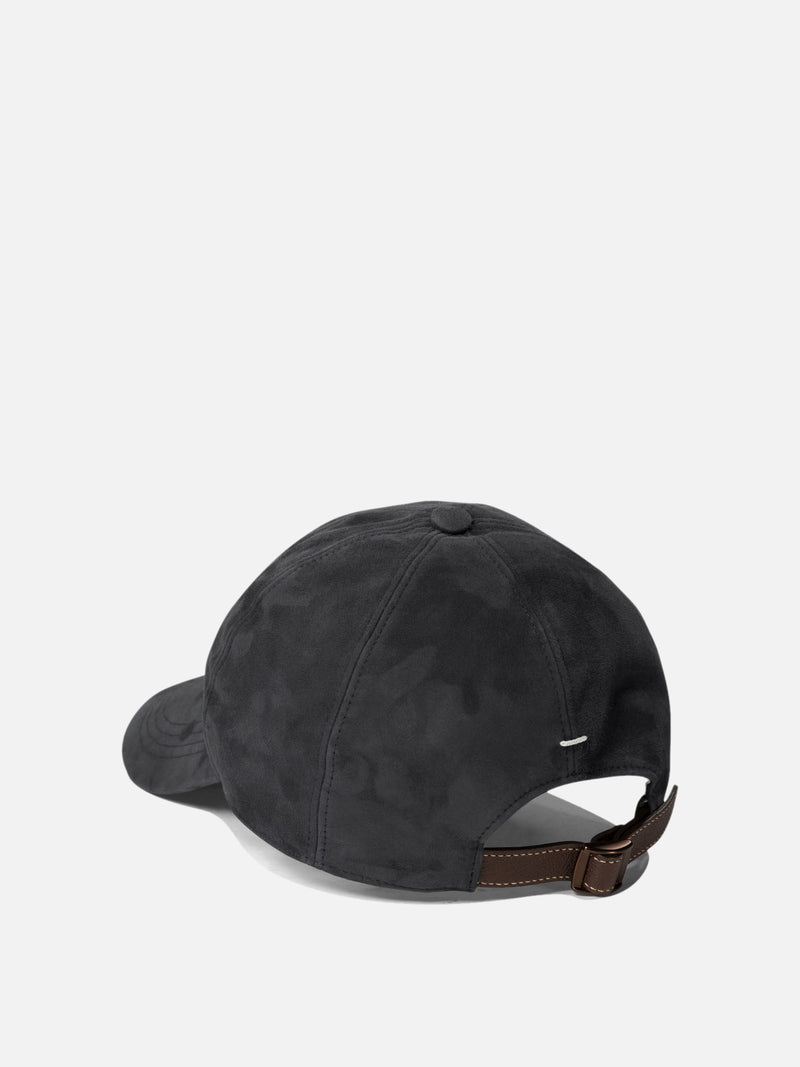 Vietti Brunello Cucinelli Cappello da baseball in camoscio leggero con logo ricamato Soddisfazione Garantita