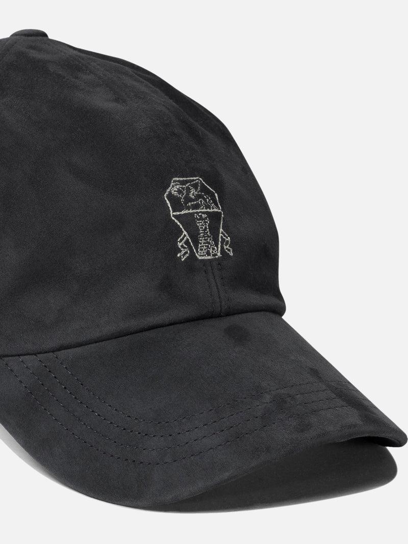 Vietti Brunello Cucinelli Cappello da baseball in camoscio leggero con logo ricamato Soddisfazione Garantita
