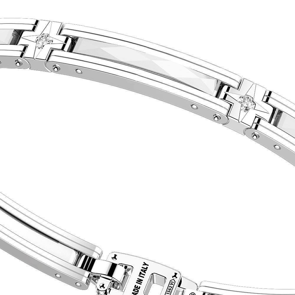 Zancan Bracciale Zancan in argento e ceramica con pietre In Linea