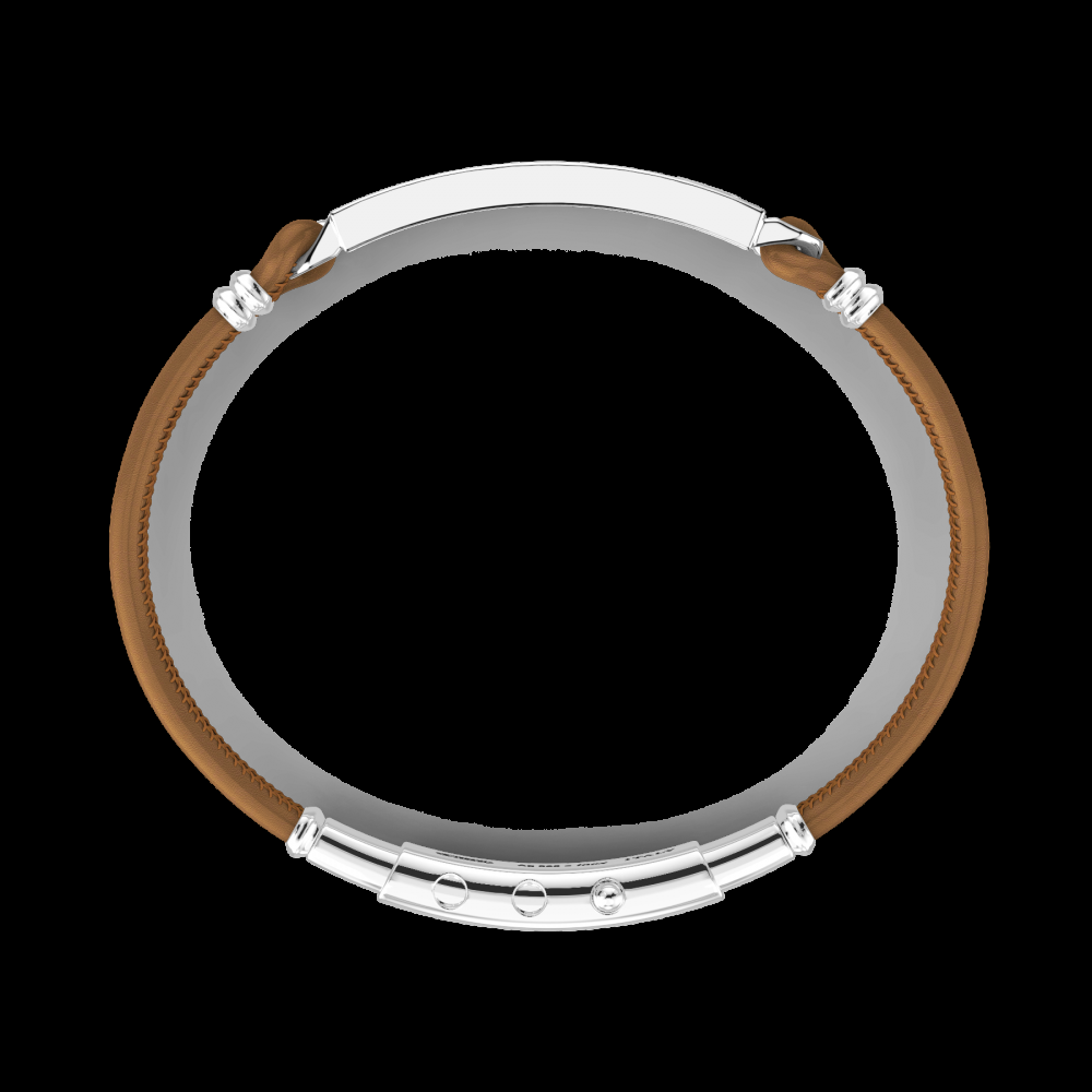 Zancan Bracciale Bugatti in pelle con targa centrale in argento Soddisfazione Garantita
