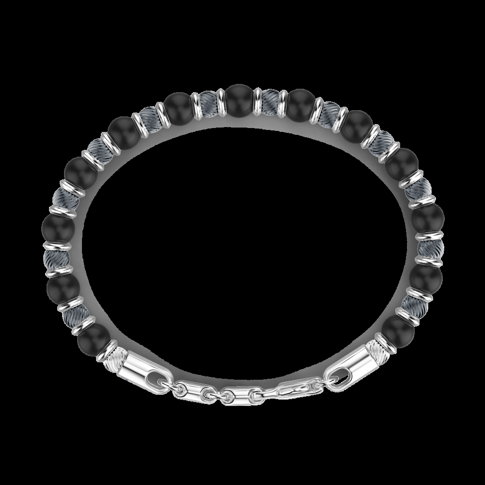 Zancan Bracciale Zancan morbido con sfere in argento e in pietra onice Sottocosto