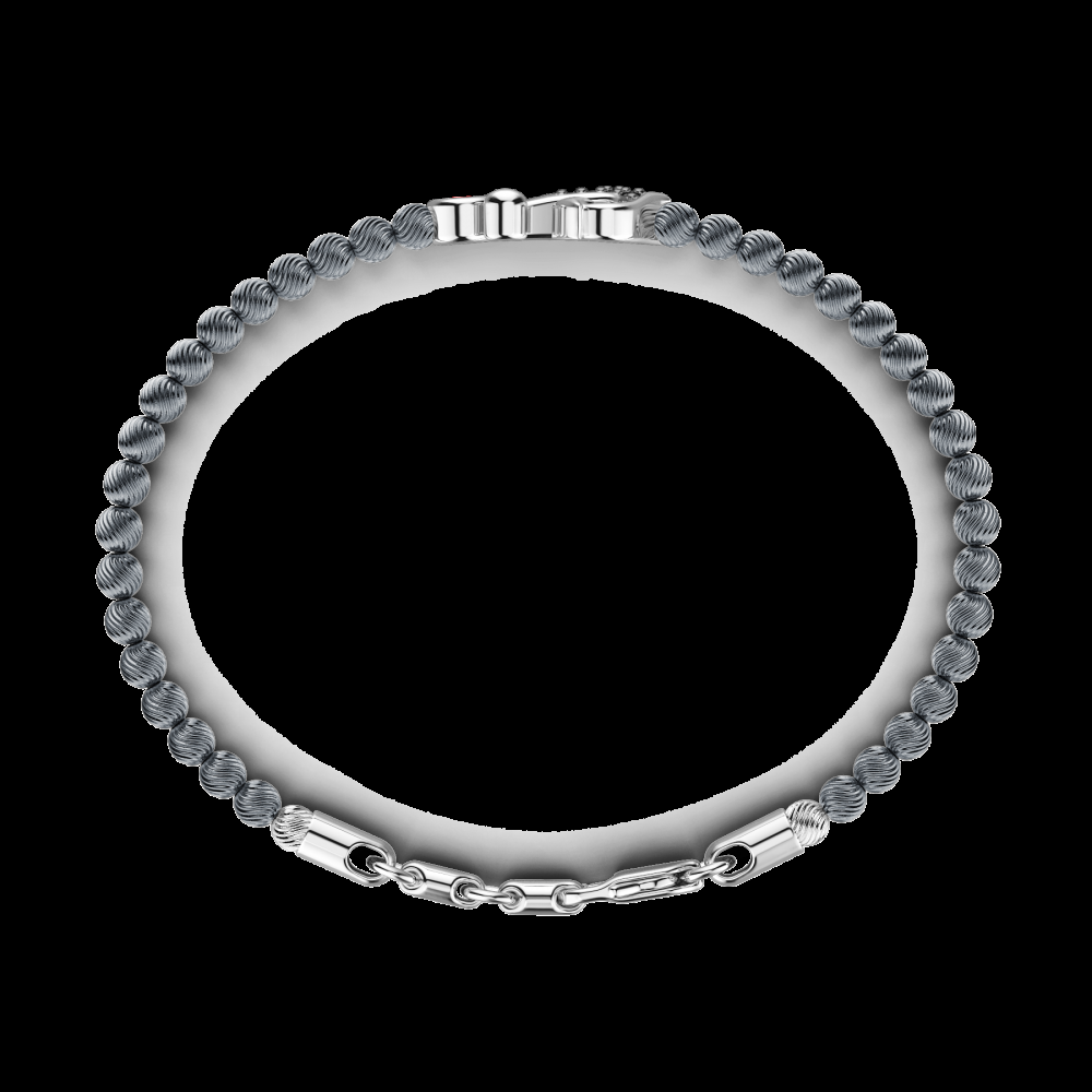 Zancan Bracciale Zancan morbido con sfere in argento ancora e pietre nere Vendita Calda