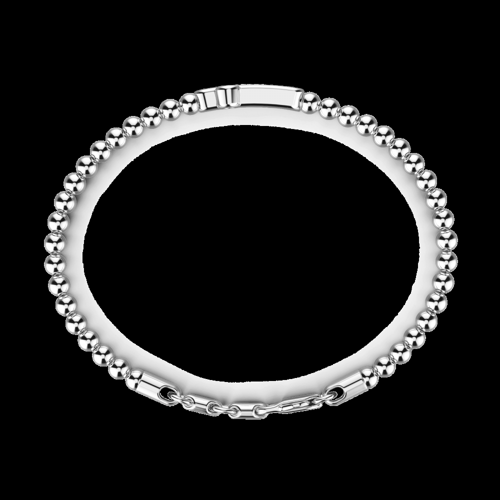 Zancan Bracciale Zancan morbido con sfere in argento e croce con pietre nere In Saldo
