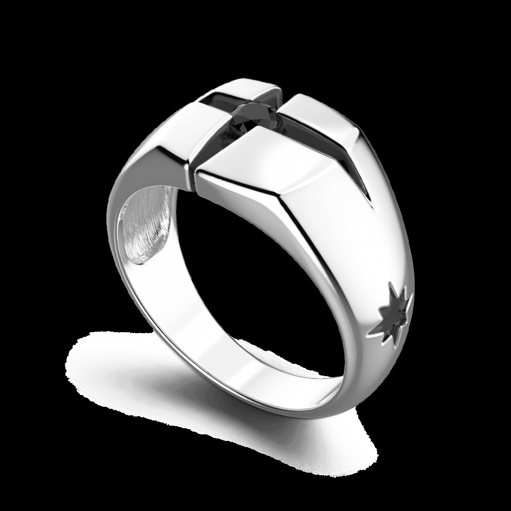 Zancan Anello Zancan in argento con pietra nera Italy