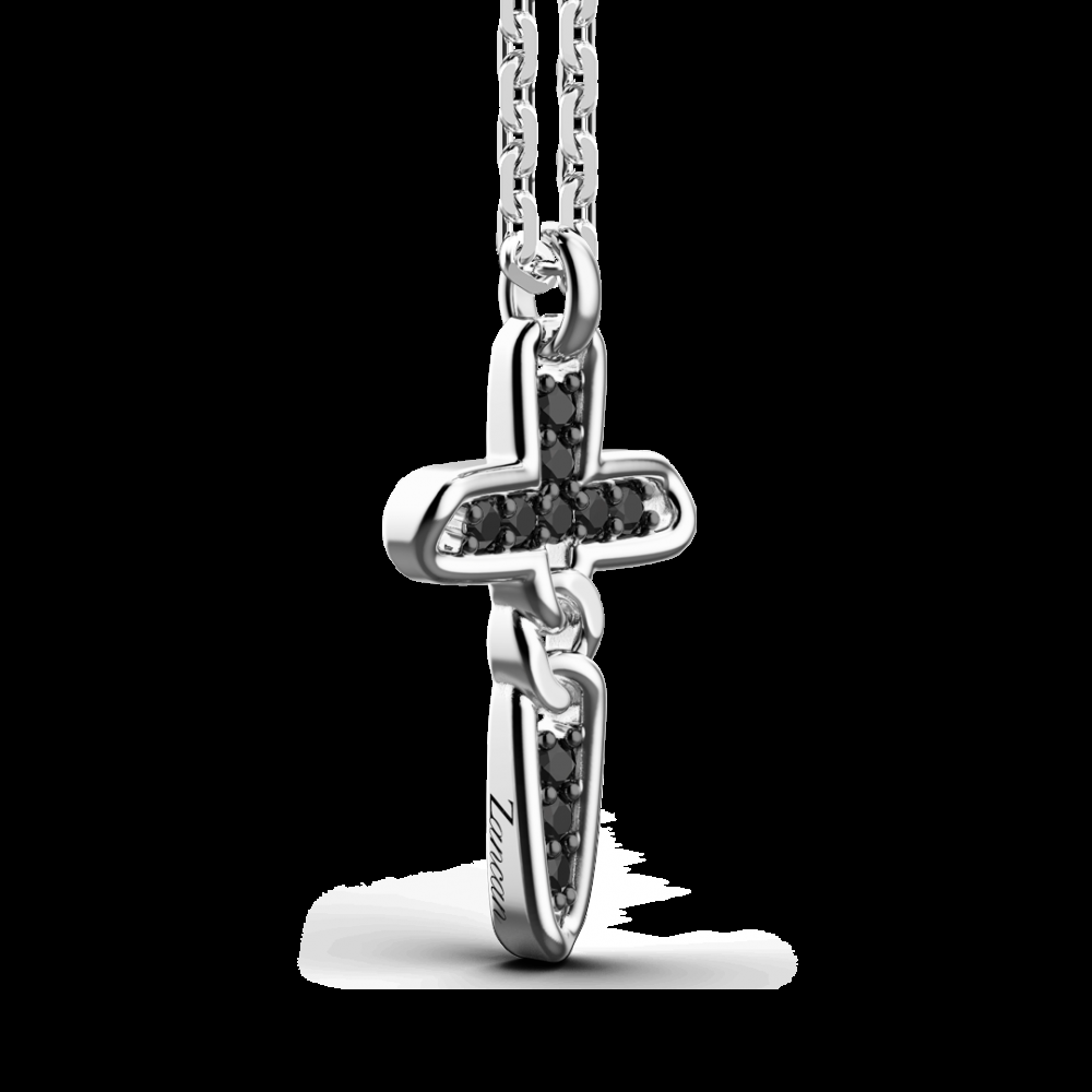 Zancan Collana Zancan in argento con pendente a croce e pietre nere 2025