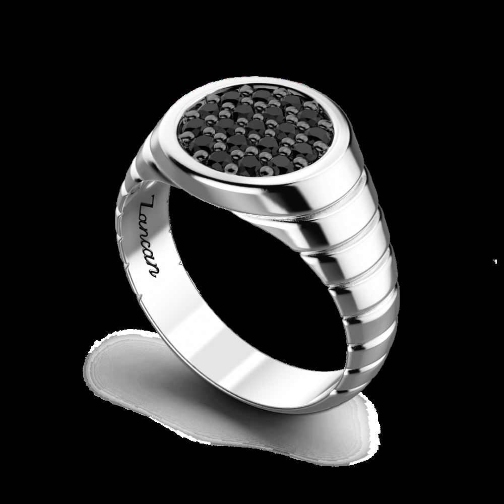 Zancan Anello Zancan in argento con pietre nere In Linea