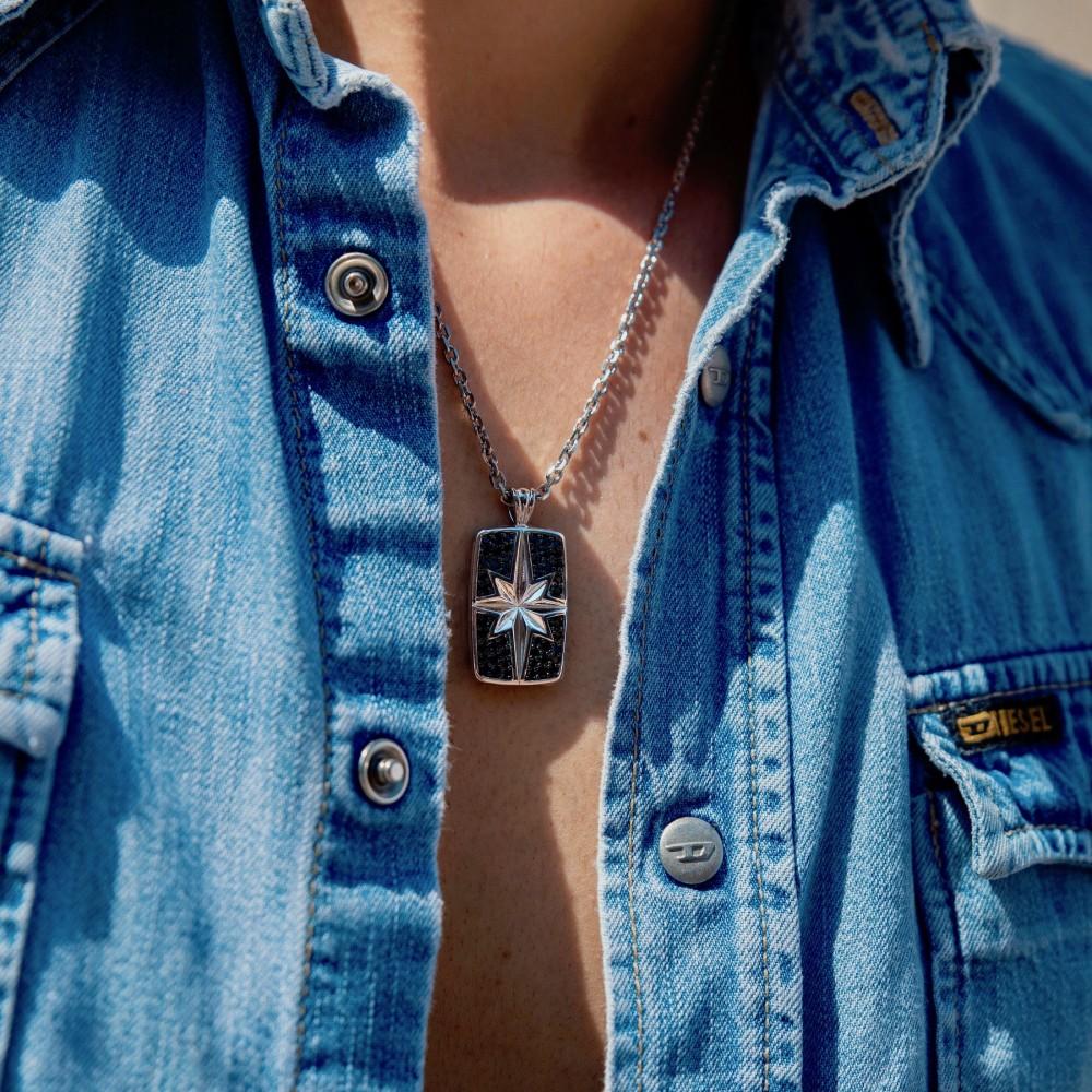 Zancan Collana Zancan in argento a targa con pietre nere Latest stili
