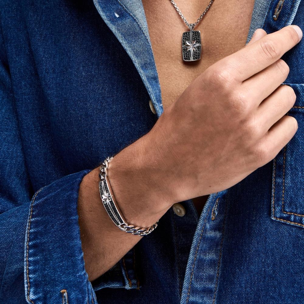 Zancan Bracciale grumetta Zancan in argento con pietre nere Fino al 65% di sconto