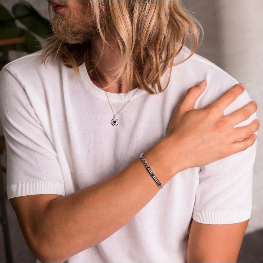 Zancan Bracciale grumetta Zancan in argento con targa e pietra nera Prezzo Ridotto