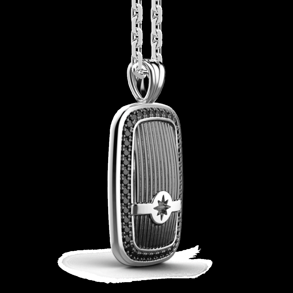 Zancan Collana Zancan in argento a targa con pietre nere Convenienza