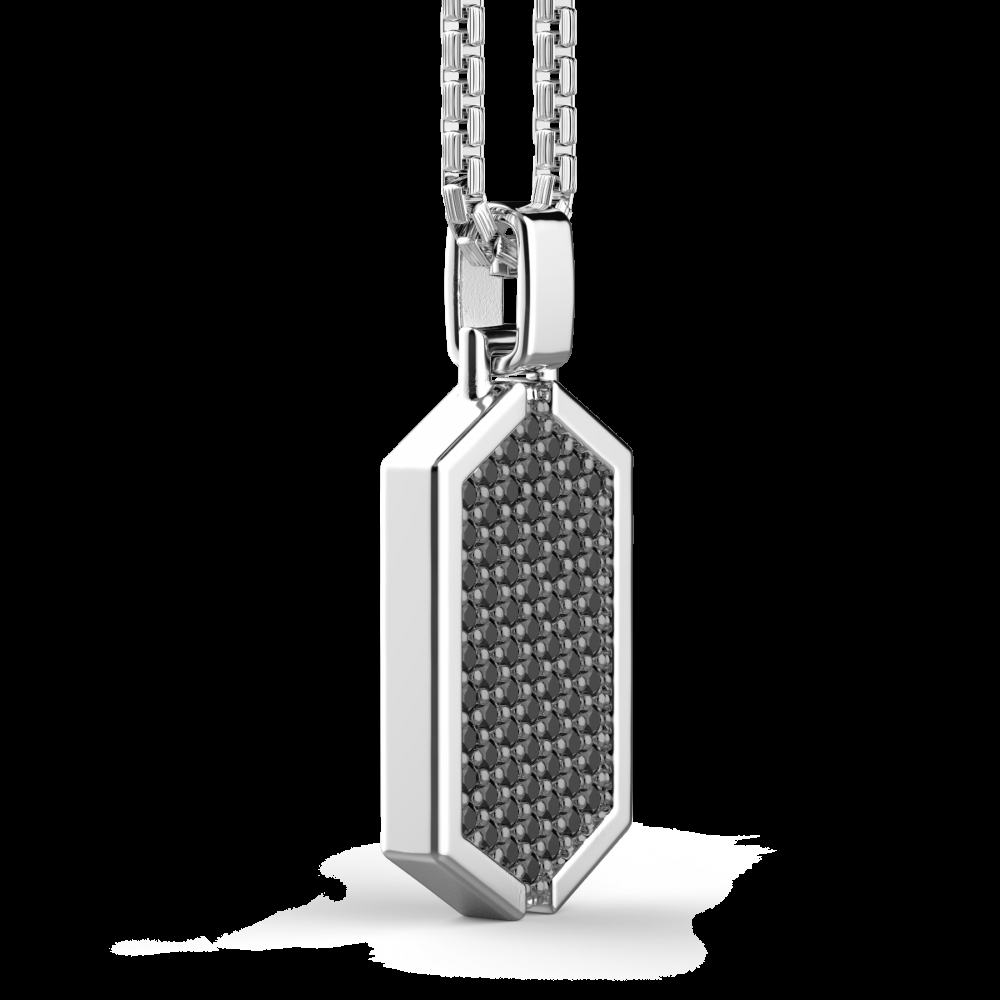 Zancan Collana Zancan in argento con pendente a targa tempestato di pietre nere Sconto