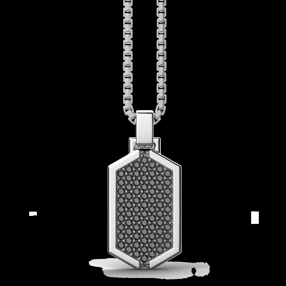 Zancan Collana Zancan in argento con pendente a targa tempestato di pietre nere Sconto