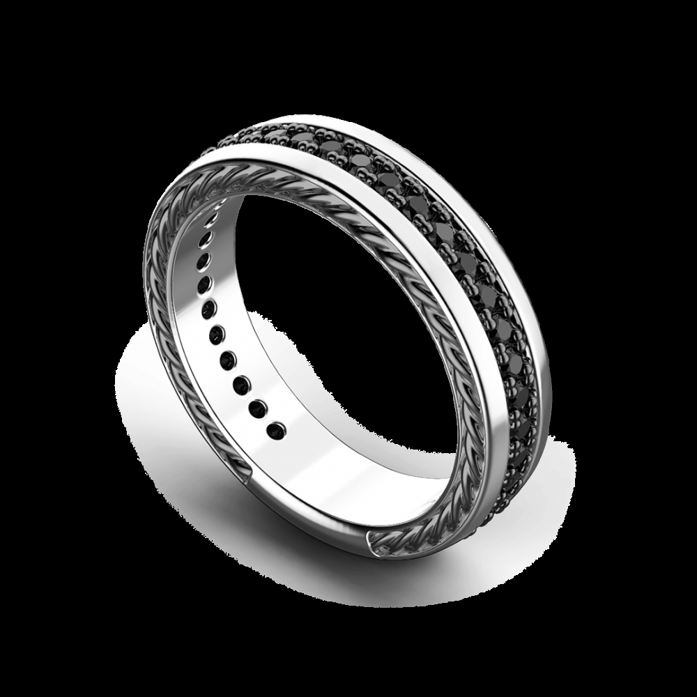Zancan Anello a fede Zancan in argento con pietre nere Offerta