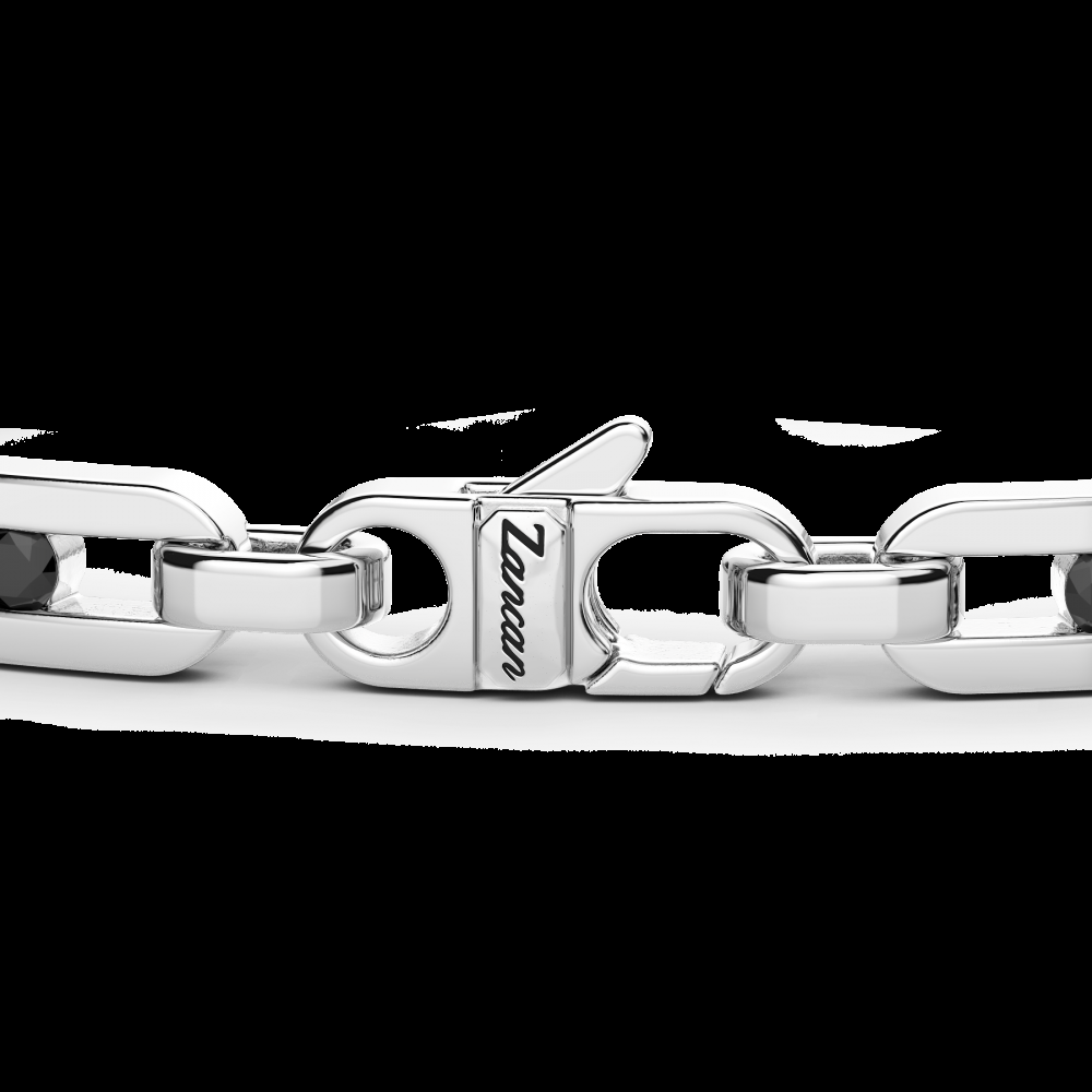Zancan Bracciale Zancan in argento con targa e pietre nere 2025