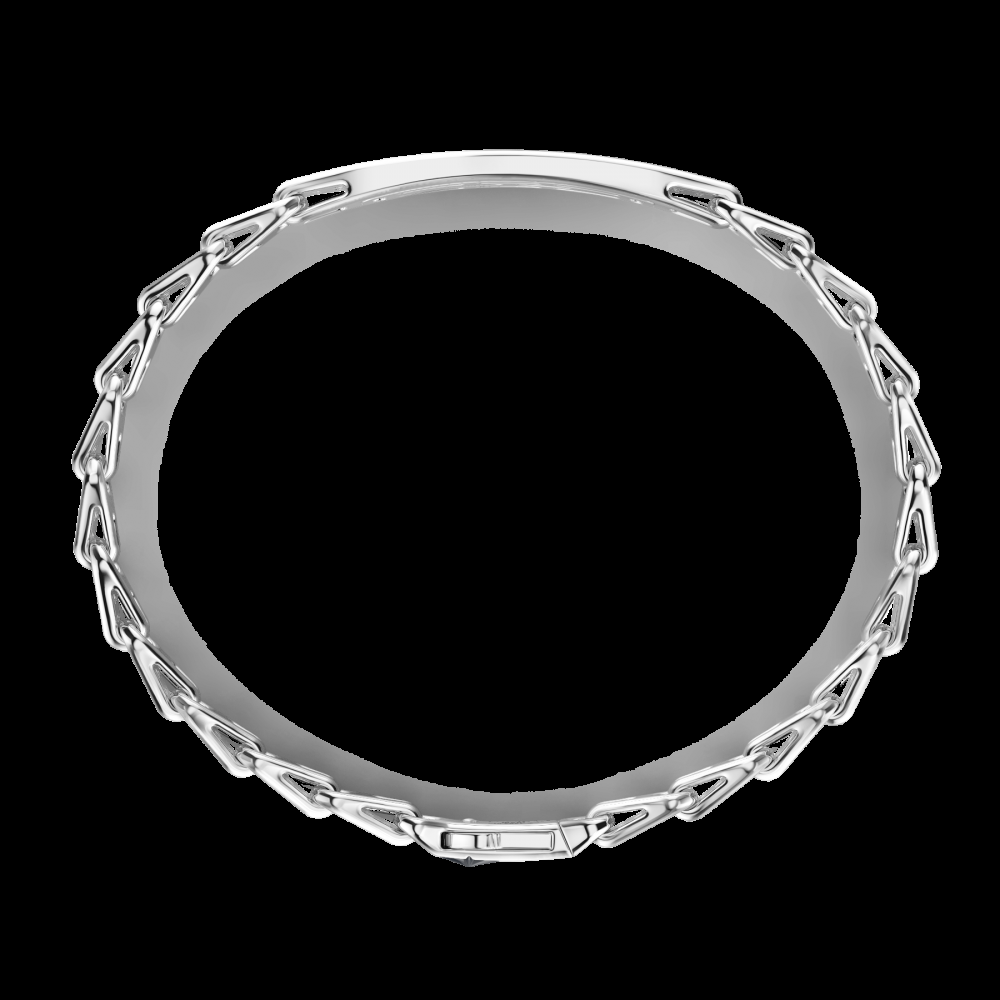 Zancan Bracciale Zancan in argento con targa e pietre nere In Linea