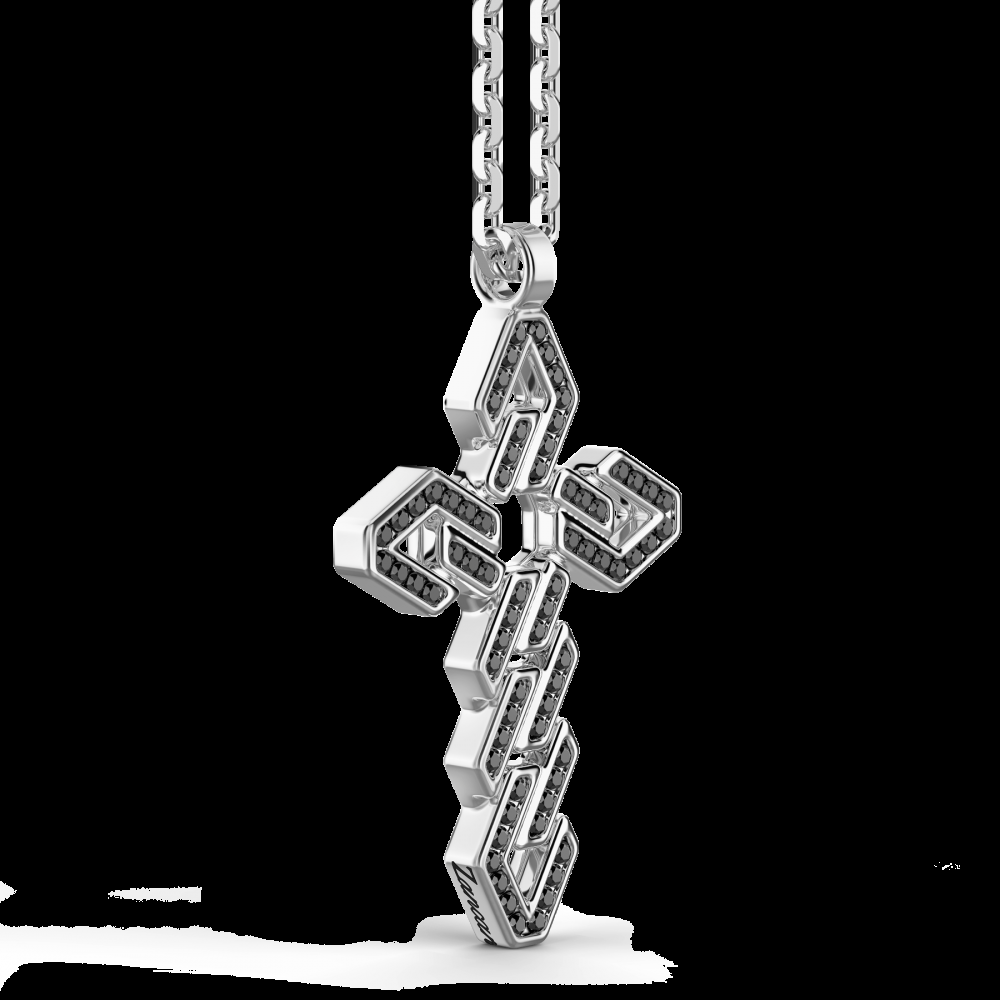 Zancan Collana Zancan in argento con pendente a croce e pietre nere Vendita
