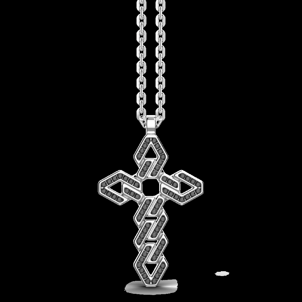 Zancan Collana Zancan in argento con pendente a croce e pietre nere Vendita