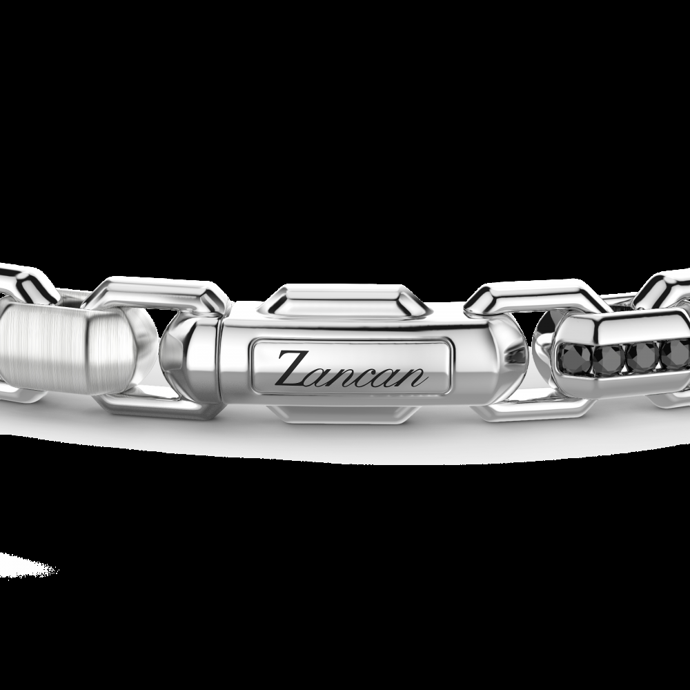 Zancan Bracciale solo maglia Zancan in argento con pietre nere Pezzi Unici