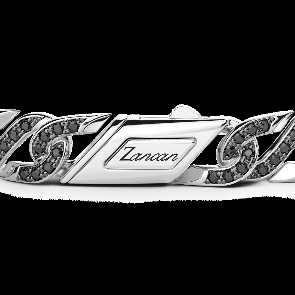Zancan Bracciale solo maglia Zancan in argento con pietre nere Soddisfazione Garantita