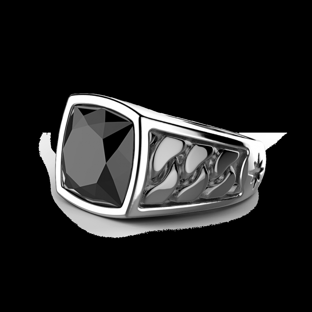 Zancan Anello Zancan in argento con pietra nera Negozi Online
