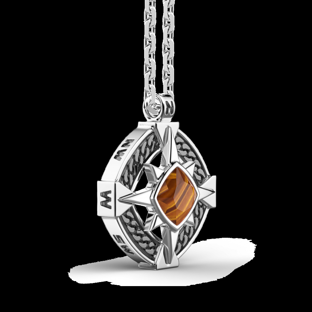 Zancan Collana Zancan in argento con pendente a rosa dei venti e pietra occhio di tigre Prezzo Ridotto