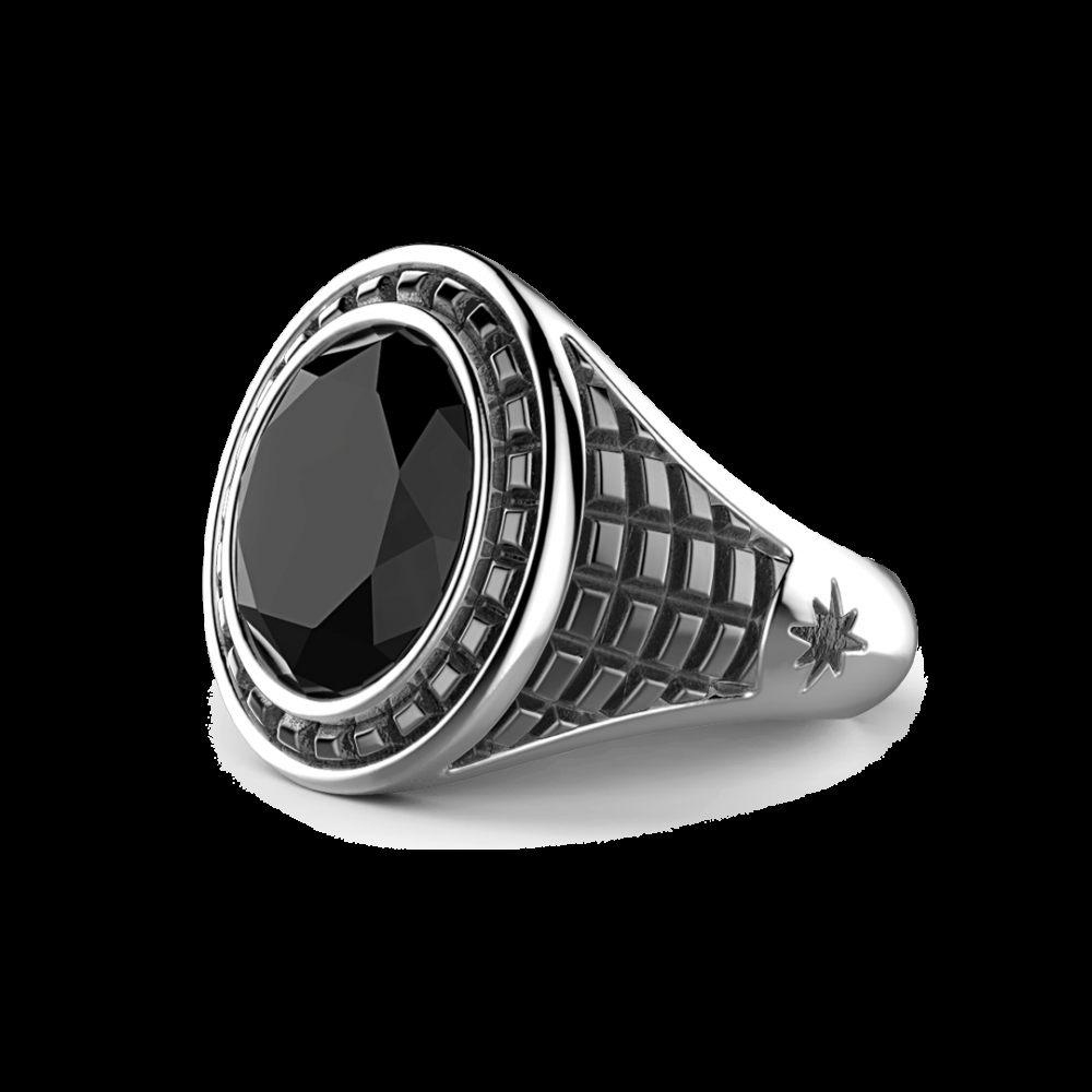Zancan Anello Zancan in argento con pietra nera Convenienza
