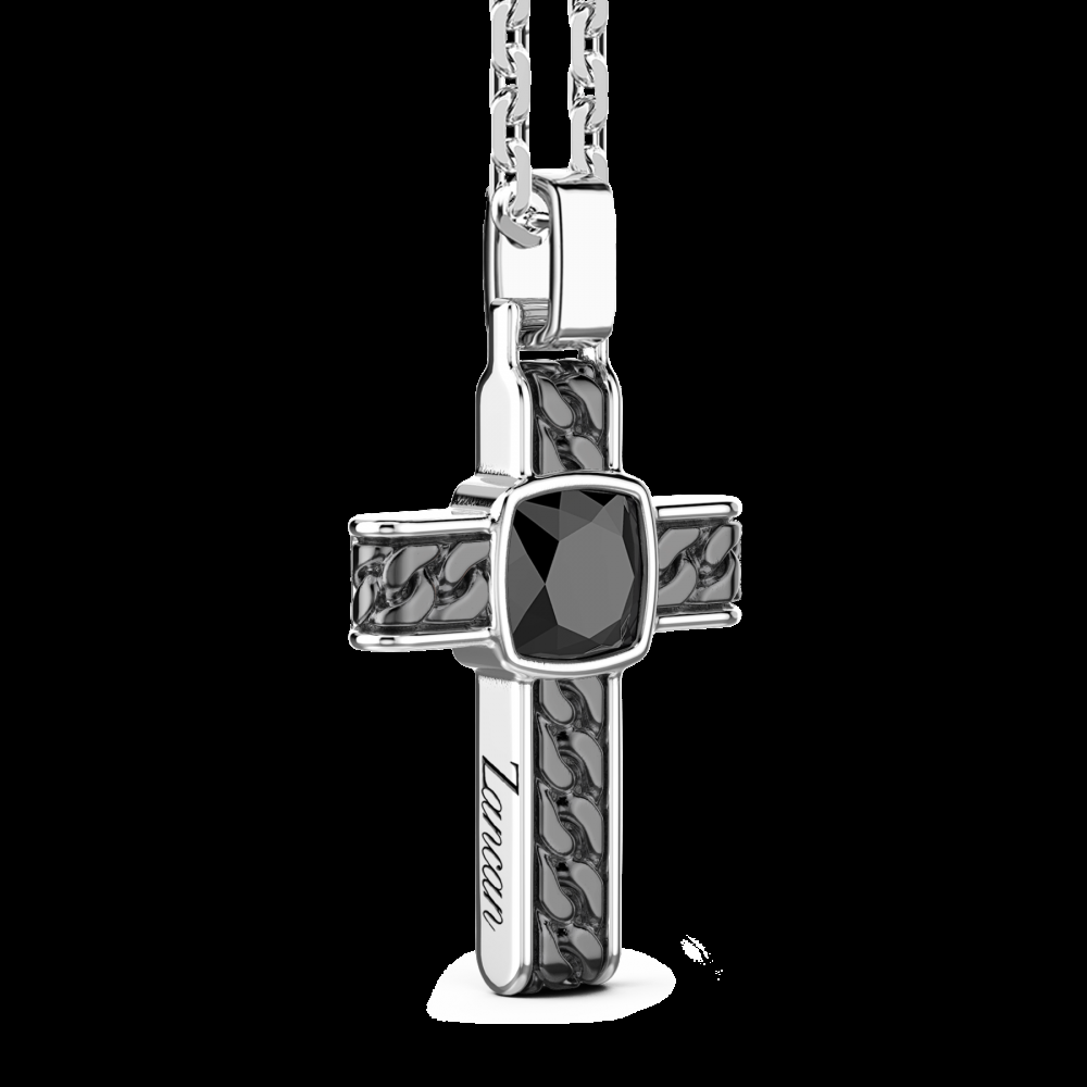 Zancan Collana in argento con pendente a croce e onice quadrata Sconto