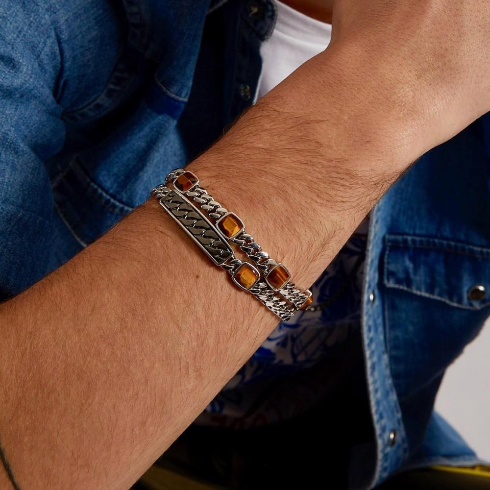 Zancan Bracciale a grumette Zancan in argento con pietre occhio di tigre In Vendita