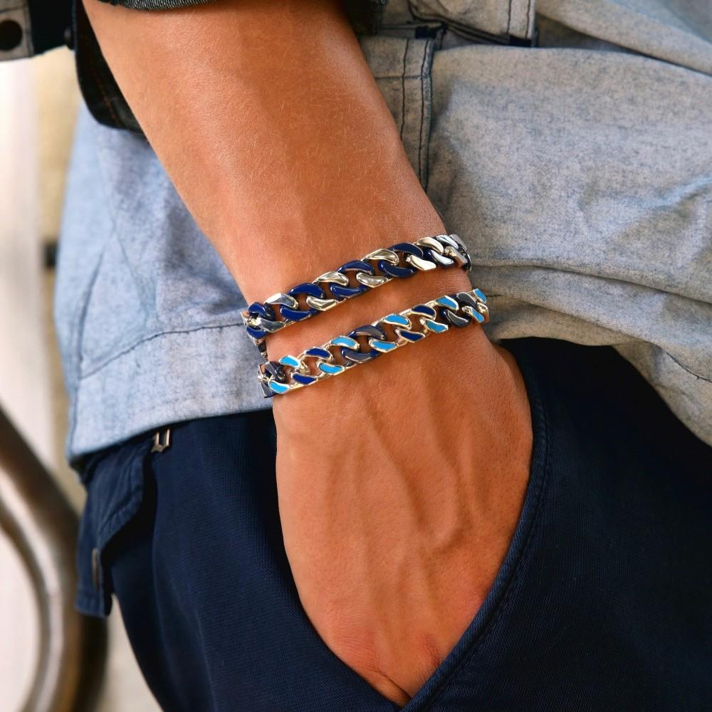 Zancan Bracciale a grumette Zanca in argento e ceramica con maglie smaltate Offerta San Valentino