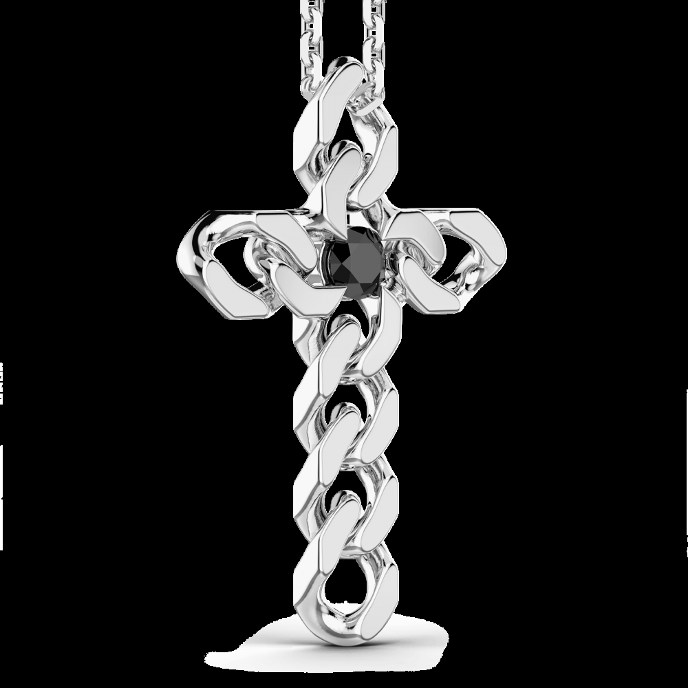 Zancan Collana Zancan in argento con pendente a croce e pietre nere Negozi Online