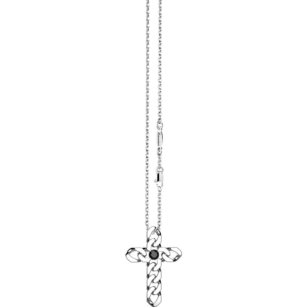 Zancan Collana Zancan in argento con pendente a croce e pietre nere Negozi Online