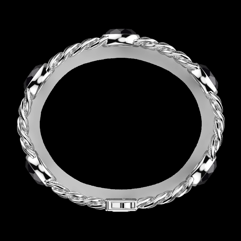 Zancan Bracciale a grumetta Zancan in argento con finitura striata in nero e pietre onice Prezzo Ridotto